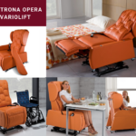 Poltrona Opera con braccioli rimovibili e maniglione trasporto